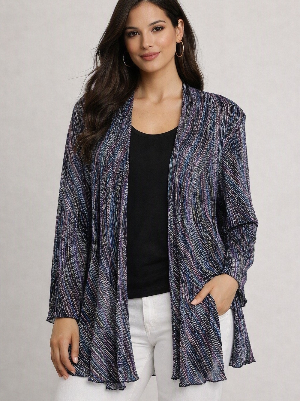 Matana Cardigan Women's 2XL Open Fron Light Weight Swirl Business Boho